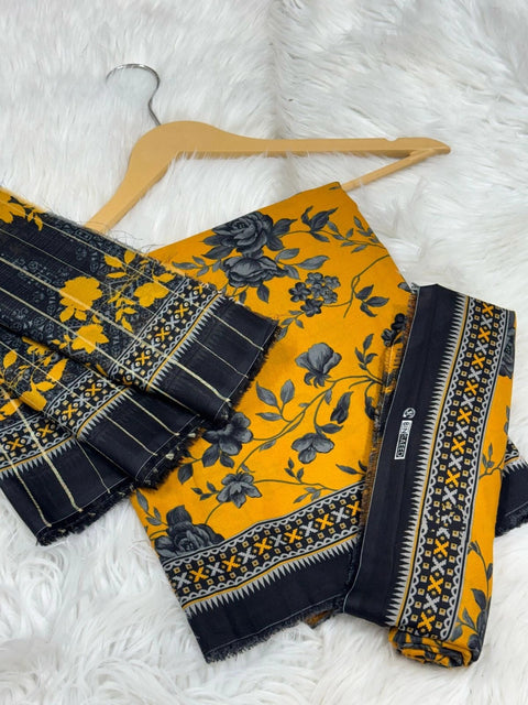 3 Piece Unstitched Printed Lawn Suit - Bin Saeed