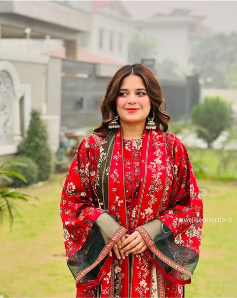 3 Piece Unstitched Printed Lawn Suit - Bin Saeed