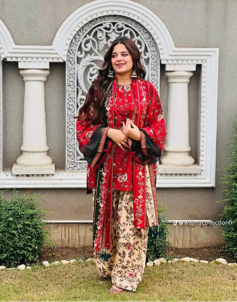 3 Piece Unstitched Printed Lawn Suit - Bin Saeed