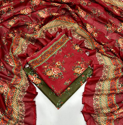 3 Piece Unstitched Printed Lawn Suit - Bin Saeed