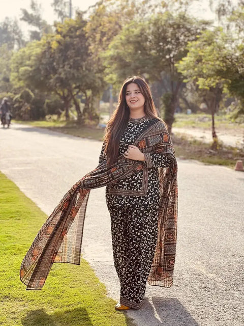 3 Piece Unstitched Printed Lawn Suit - Bin Saeed