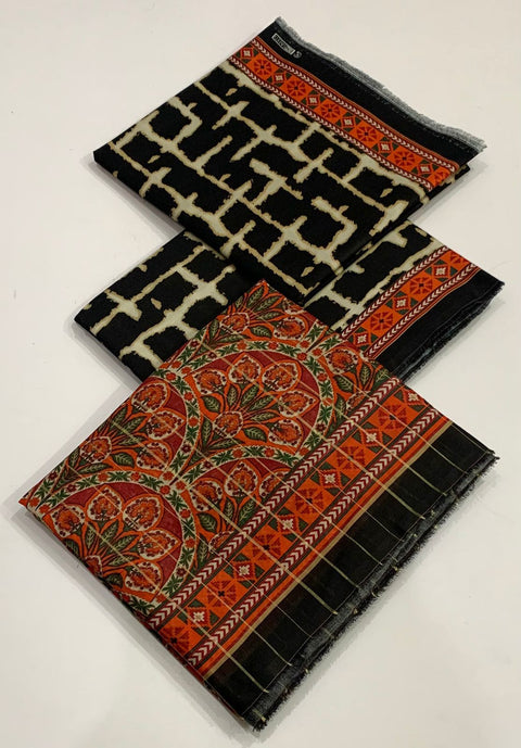 3 Piece Unstitched Printed Lawn Suit - Bin Saeed