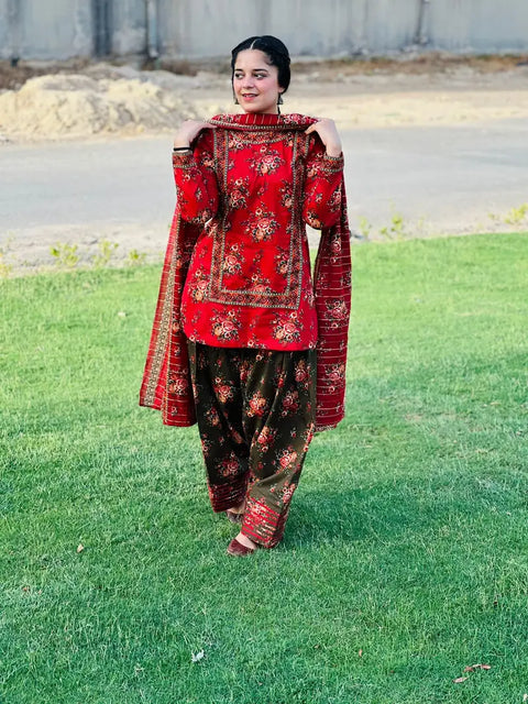3 Piece Unstitched Printed Lawn Suit - Bin Saeed